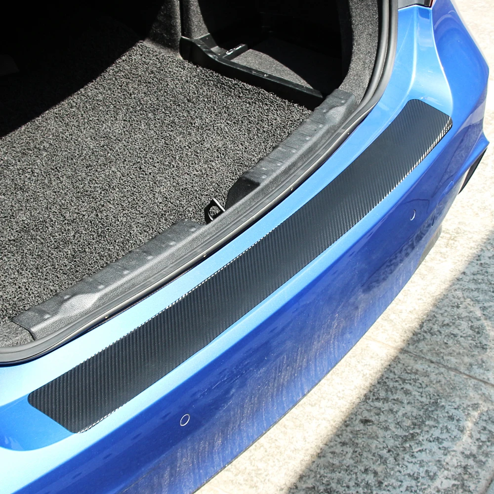 Защитная Наклейка на задний бампер автомобиля пленка из углеродного волокна для