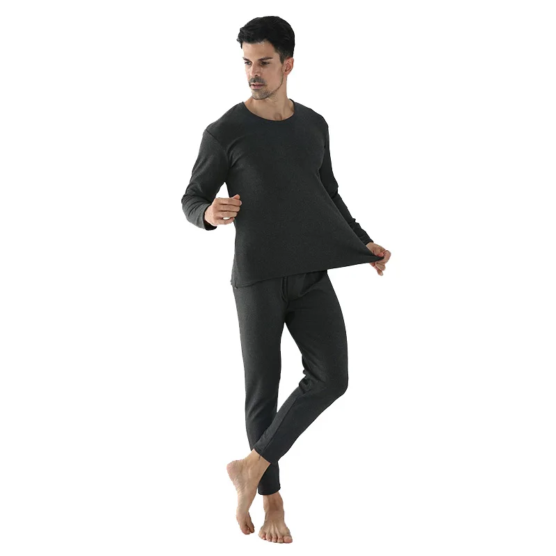 

Winter Warm Thermal Underwear For Men 2 Piece Set Plus Velvet Thick Male Long Johns Thermal Clothing Solid Soft Underwear Suit