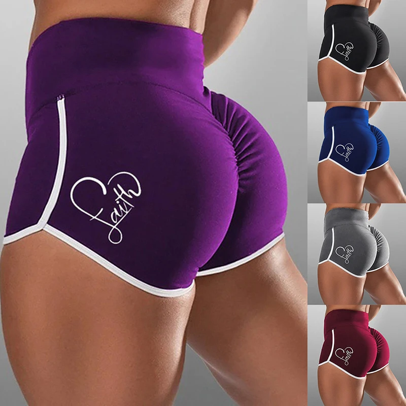 Бесшовные шорты для йоги женские летние с высокой талией фитнеса тренажерного