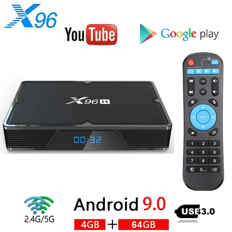 X96H Android 9 0 Smart TV BOX 4 Гб 64 Allwinner H603 четырехъядерный Wifi BT box Youtube Google Play Store 1080P 4K
