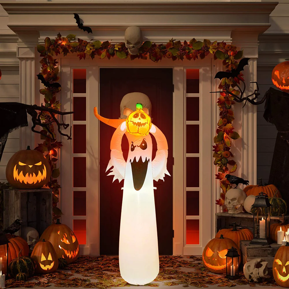 

Inflatable White Ghost Spooky Lighted Doll Halloween Holiday Props Lighted Balloon Pumpkin Ghost Air Ball Inflatable Toys