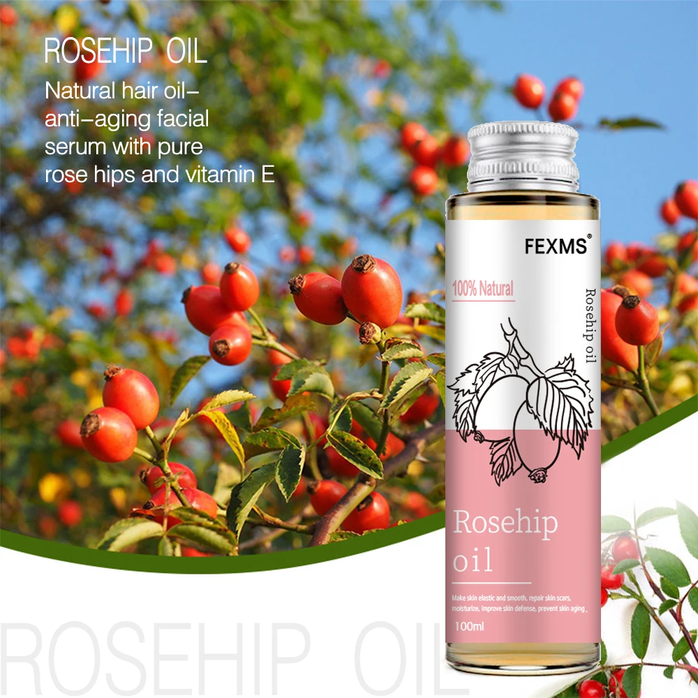 

Rosehip Seed Oil, 100% Pure Organic Unrefined Cold Pressed Anti Aging Rose Hip Moisturizer For Hair Skin & Nails