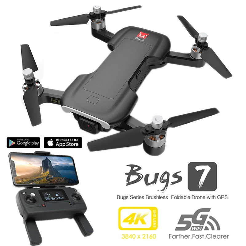 Bugs 7 Gps Дрон 4k 5g Wifi Hd камера бесщеточный двигатель Fpv Квадрокоптер складной Rc