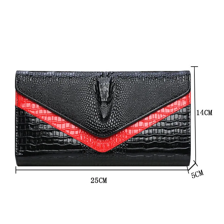 Женский модный роскошный клатч вместительный кошелек из змеиной кожи женская