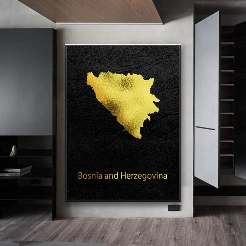 Золотая карта искусство Босния холст живопись настенные картины принты домашний