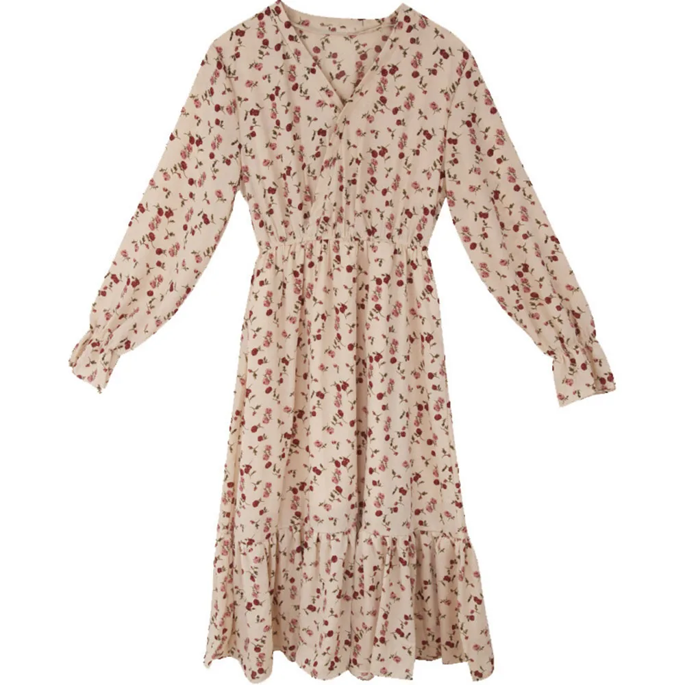 

New Cute Commuter Fashion Style Temperament Floral Chiffon Dress Women's 2021 New Spring Autumn Skirt Fairy French Dress