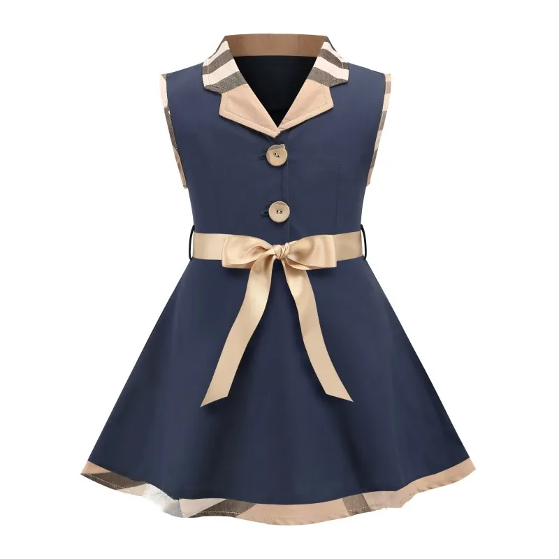 

Designer Boutique Wholesale Clothes Summer Princess Baby Girls Dresses Kids Sleeveless Cute Plaid O-neck A-line Dress for Girls