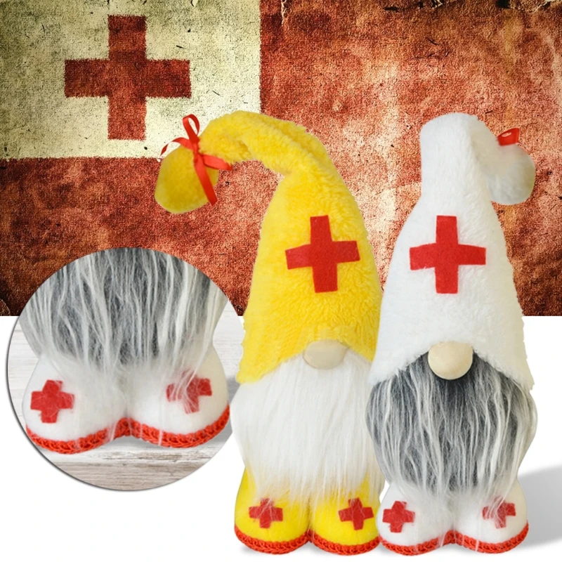 

Handmade Gnome Plush Ornaments for Doctor and Nurse Day, Holiday Gnome Swedish Elf Decoration for Party, Home Decor