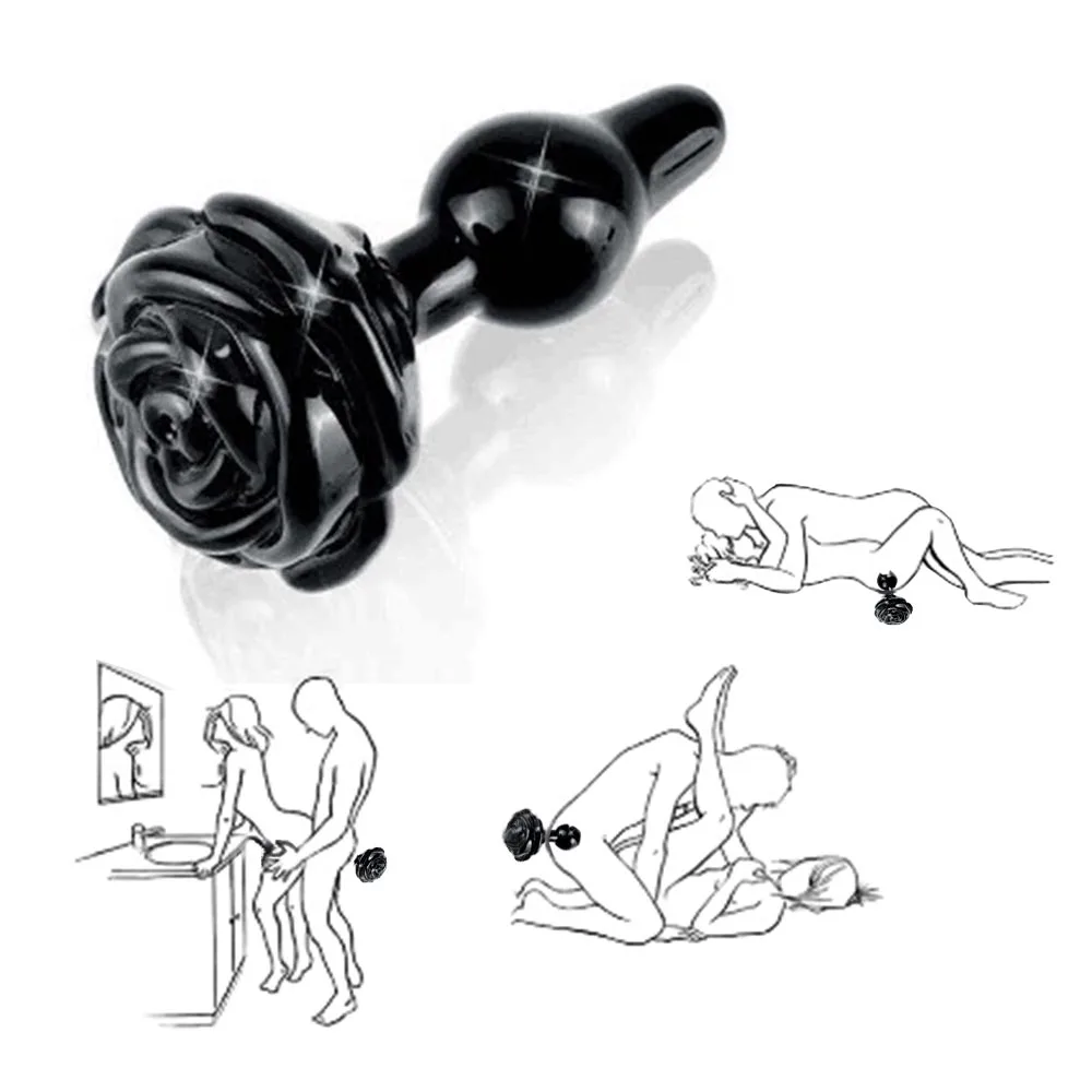 Стеклянная фотография для женщин и мужчин массажер простаты черная Роза игрушки