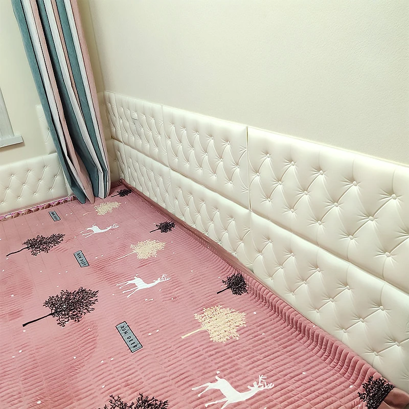 

3D Wall Stickers PE Foam Waterproof Self-Adhesive Tatami Anti-Collision Wallpapers Kids Bedroom Living Room Soft Bedside Cushion