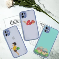 ponyo on the cliff anime cartoon phone case gray color matte transparent for iphone 13 12 11 mini pro max x xr xs 7 8 plus shell