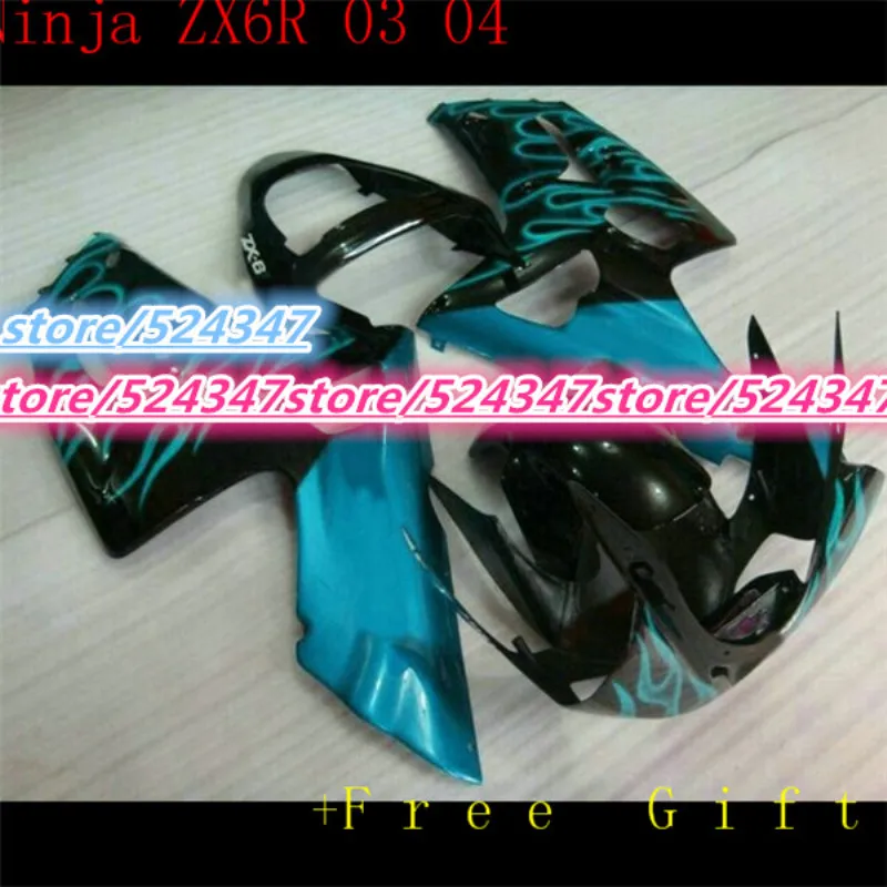 

Fairing For KAWASAKI NINJA ZX6R 03 04 ZX 6R 636 ZX636 ZX-6R Hot BLACK blue ZX 6 R 03-04 2003 2004