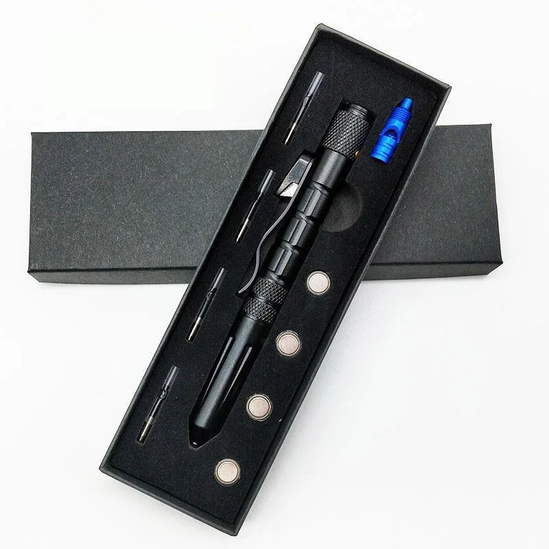 Многофункциональная тактическая ручка вольфрамовая маленький фонарик нож для