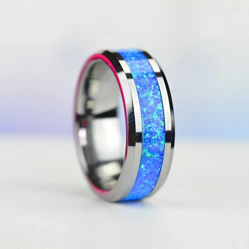 

Fine Men Rings Stainless Steel Rings Blue Simple Rings Wedding Engagement Rings Christmas Gift For Men Jewelry