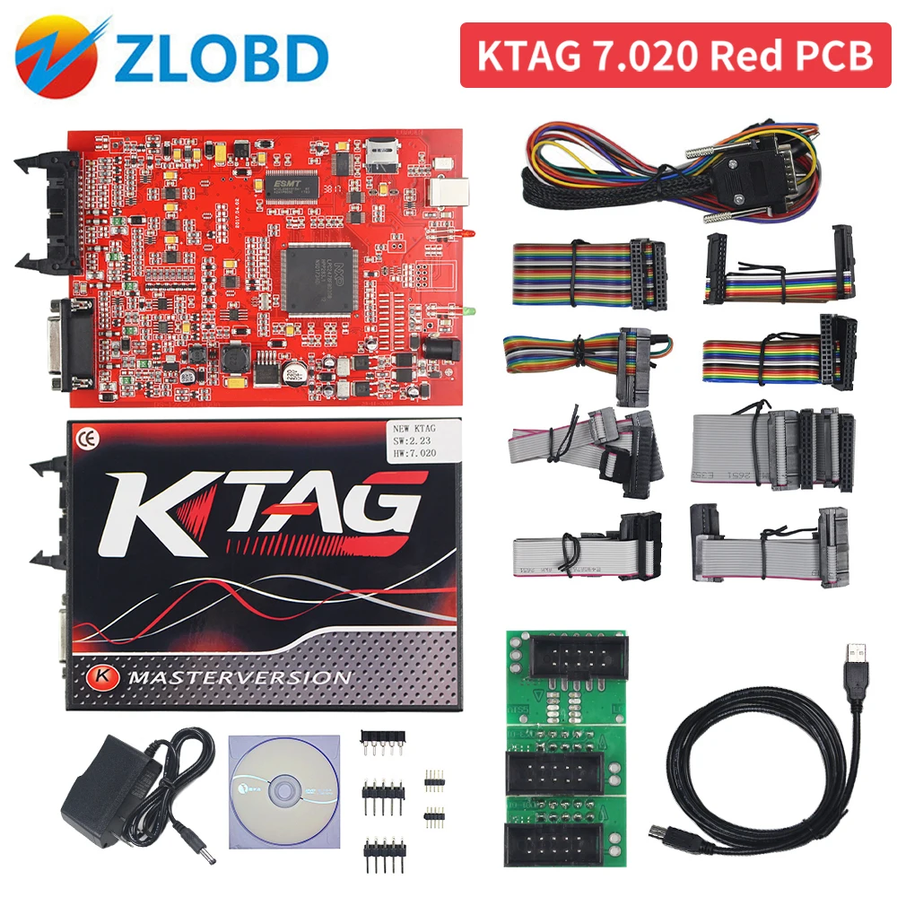 ZOLIZDA KTAG V7.020 красный PCB V2.23 онлайн мастер KESS без жетона лимит KTAG Версия ЕС 4 светодиода ECU чип тюнинг