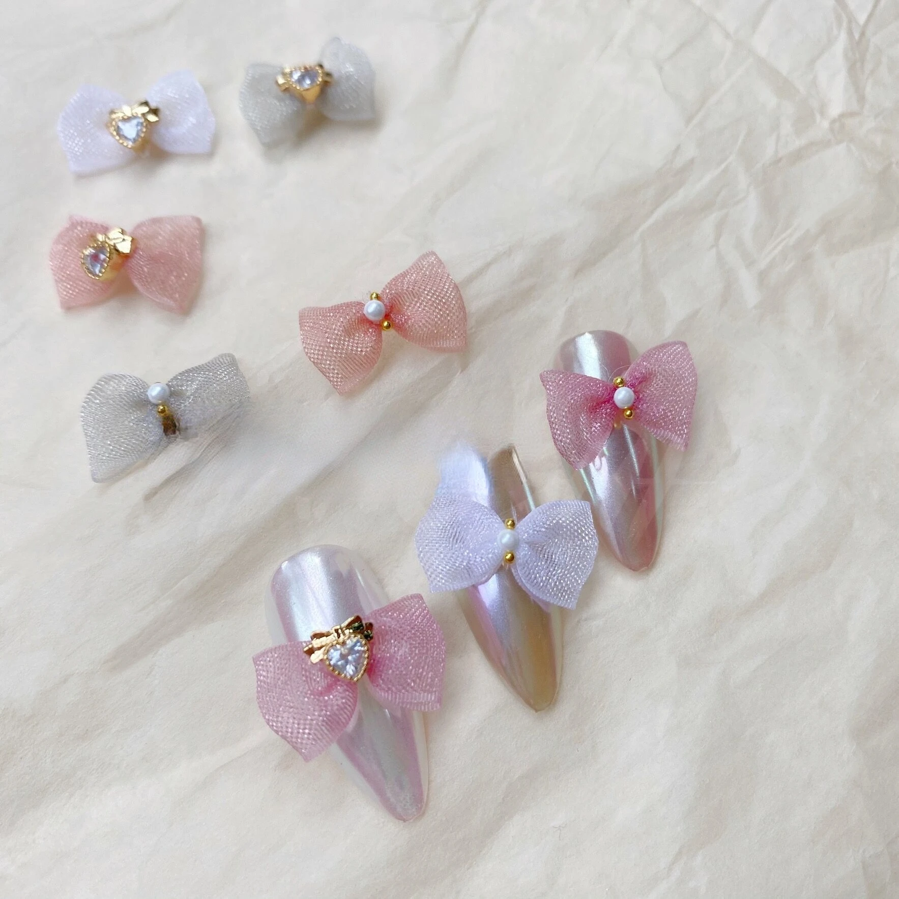 

Дизайн ногтей японский кружево Бант Цирконий Кристалл Сердце бриллиант жемчуг металлическая сетка Марля ногтевая декоративная наклейка