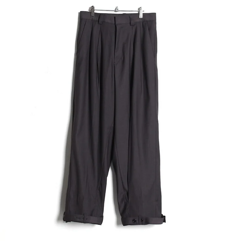 

Design pants men's autumn versatile high street style streamer overalls trendy loose falling feeling corset casual pants