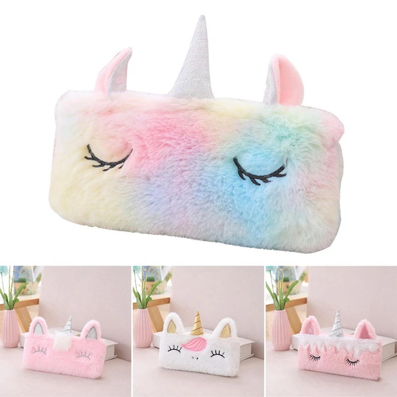 Симпатичный чехол карандаш единорог плюшевые кавайные Чехлы для девочек из