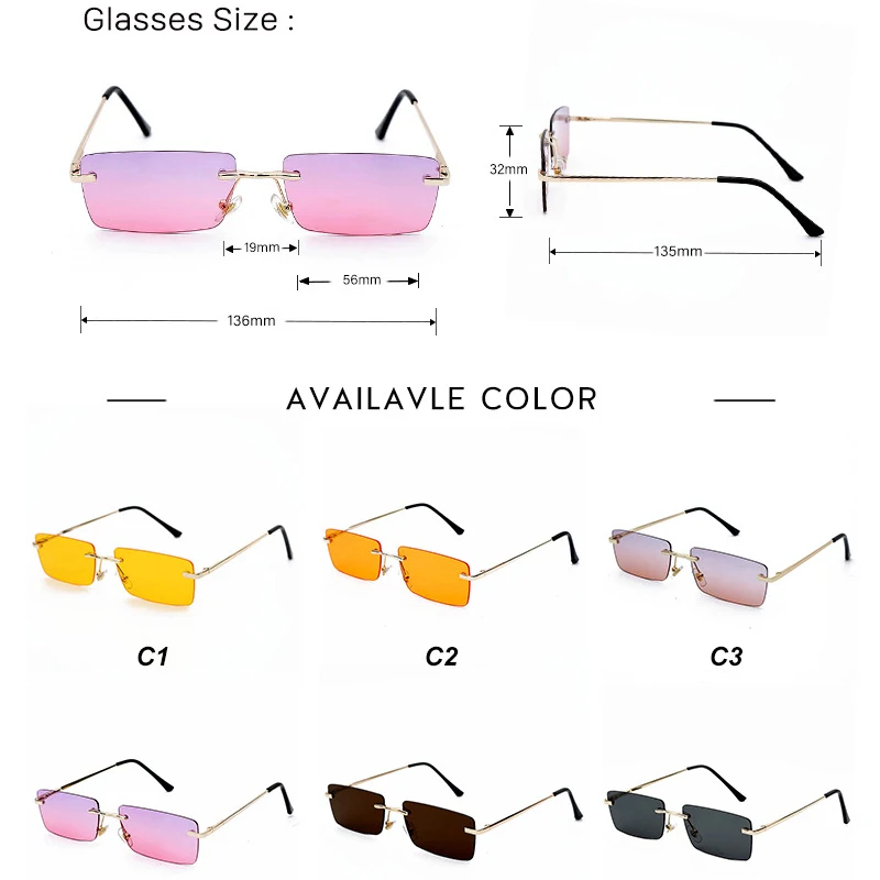 

Luxury Brand Rectangle Ladies Sunglasses Women Trending 2020 Rimless Square Polarized Vintage Sun Glasses Shade for LadiesOculos