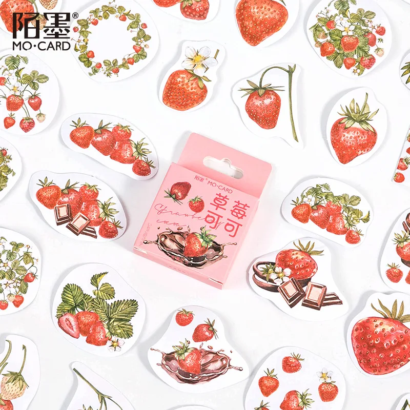 

46 Pcs/Box Cartoon Strawberry Sticker Cute Food Stickers Kawaii Decorative Scrapbook Notepad DIY Mobile Phone Case Laptop Label