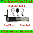 Материнская плата для iphone 6 Plus, оригинальная разблокированная материнская плата 16 ГБ, 64 ГБ, 128 ГБ для iphone 6 Plus, логическая плата сбез Touch ID пластины