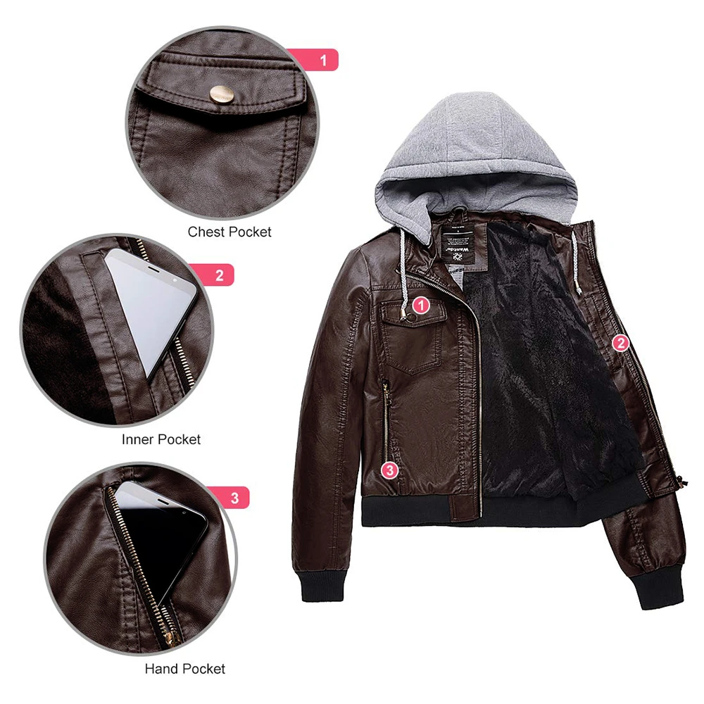 

Fashion Women Faux PU Leather Jackets Women Zipper Motorcycle Coat Women Autumn Winter Warm Outerwear Jackets Coat Women