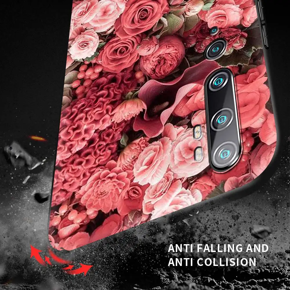 

Red Rose Case For Xiaomi Mi Note 11 10T Pro 10 9T A2 Lite CC9e Poco X3 NFC Black TPU Shell Phone Coque Sac