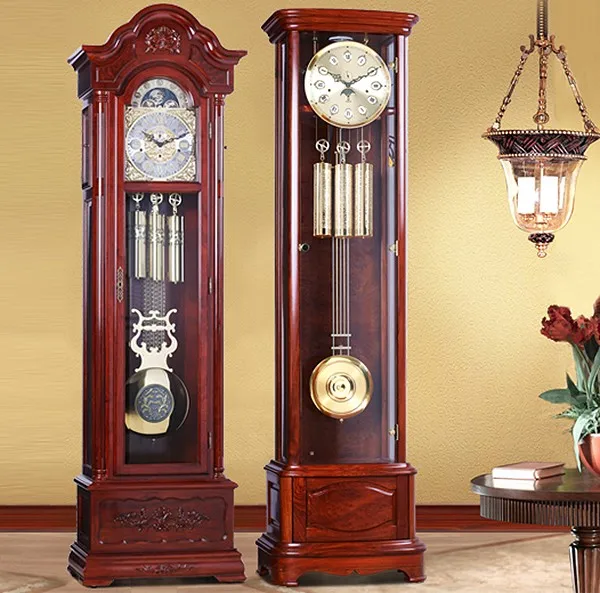 Старинный маятник резные деревянные часы с механизмом из цельного дерева