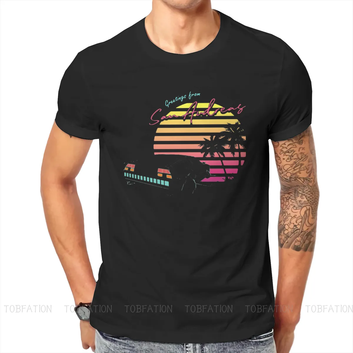 GTA Grand Theft Auto Game Men's TShirt Greetings From San Andreas Distinctive T Shirt Graphic Streetwear Hipster