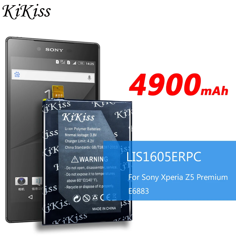 Литий ионный аккумулятор KiKiss с реальной емкостью 4900 мАч для Sony Xperia Z5P Z5 Plus Premium Dual