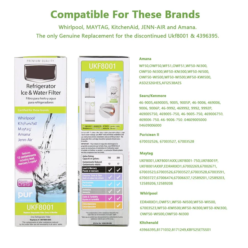 UKF8001 Сменный картридж для водяного фильтра холодильника совместимый с Maytag UKF8001AXX