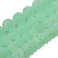 natural stone dull polish matte green chalcedony stone round loose beads for jewelry making diy bracelet 15 strand 4 12mm