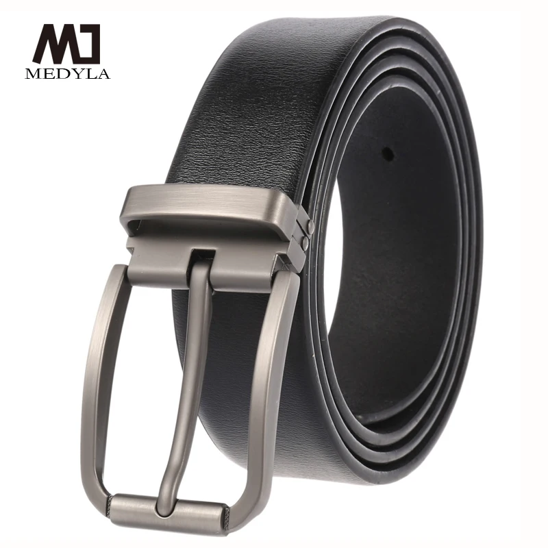 MEDYLA Business Fashion Men's Wide Belt High Quality Genuine Leather Classic Vintage Pin Buckle Male Belt Luxury Strap LY3974