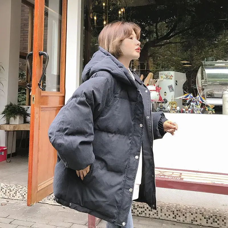 Neploe/зимнее хлопковое пальто для женщин, новое корейское Свободное пальто Bf стиль средней длины, однотонная Повседневная тонкая парка Abrigos 46664 - Цвет: black