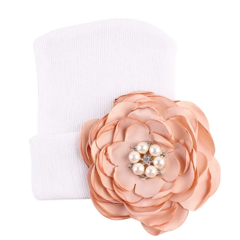 Детская шапочка для новорожденных теплые зимние Осенние 3D цветок больничные