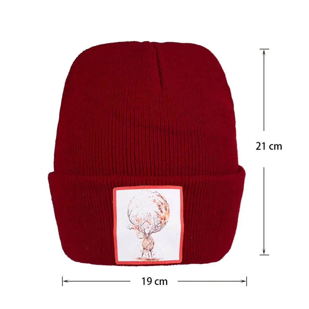 Черная Шапка бини с логотипом лося ребристый трикотажный головной убор Хип хоп