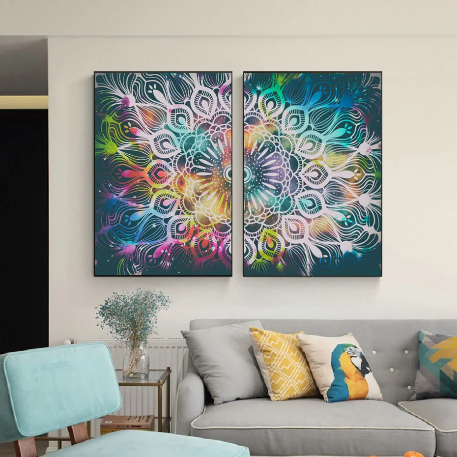 

Modern Abstract Colorful Mandala Painting Pattern Canvas Painting Poster Wall Art Print Printing Modern Living Room Home Decorat