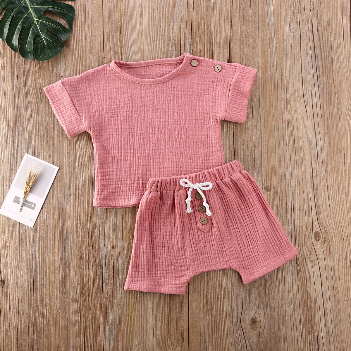 2 шт. хлопковая рубашка с коротким рукавом и шорты|Комплекты одежды| |