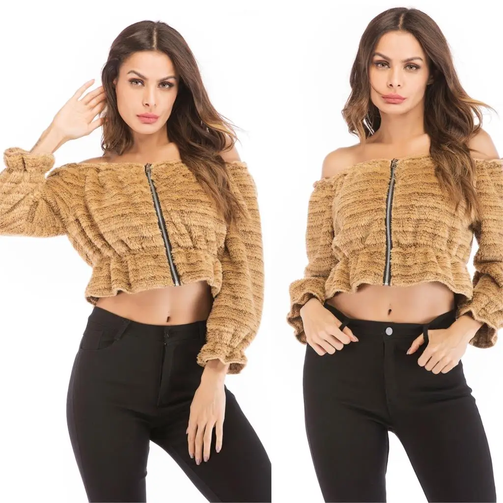 Взрывное плюшевое короткое пальто сезон осень зима меховая теплая короткая