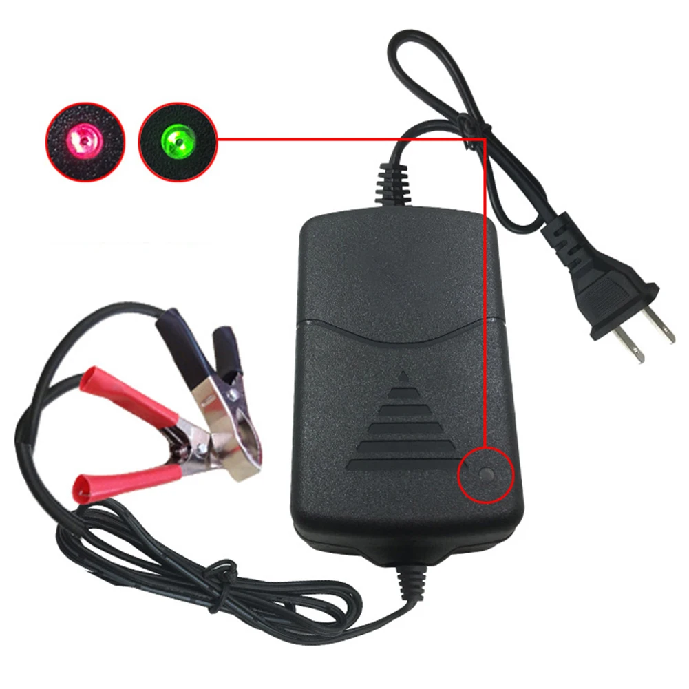 

12V 1A Universal Portable Car Battery Charger Car Truck Motorcycle Alligators Clip LED indicator Car Automatic Battery Charger