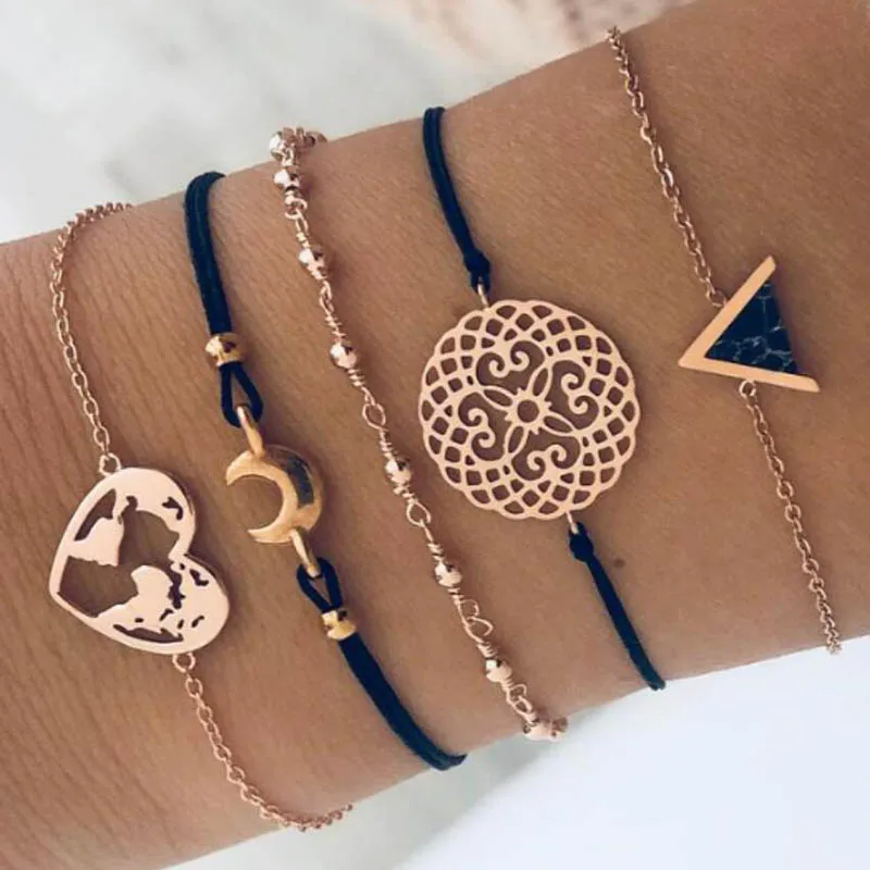

Trendy Women Alloy Bracelet Set Personality Geometric Pattern Decoration Bracelet