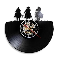 western wall art led clock wild west horse all decor three cowboys vinyl record wall clock horse rodeo texas boots farmers gifts