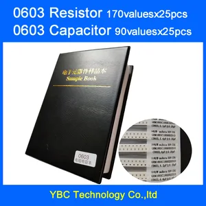 0603 SMD резистор 0R  10 м 1% 170 valuesx25 шт. = 4250 шт. + конденсатор 90valuesx25 шт. = 2250 шт. 0,5 пФ  2,2 мкФ книга для образцов