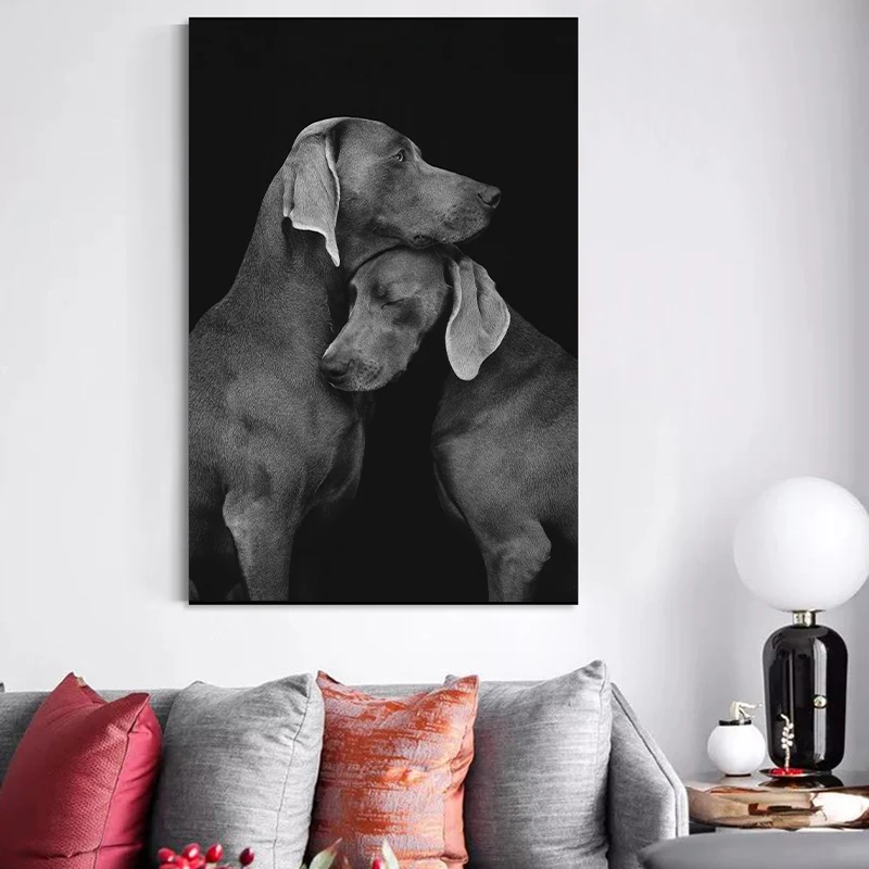 Картина на холсте любящая собака настенные художественные плакаты черного цвета
