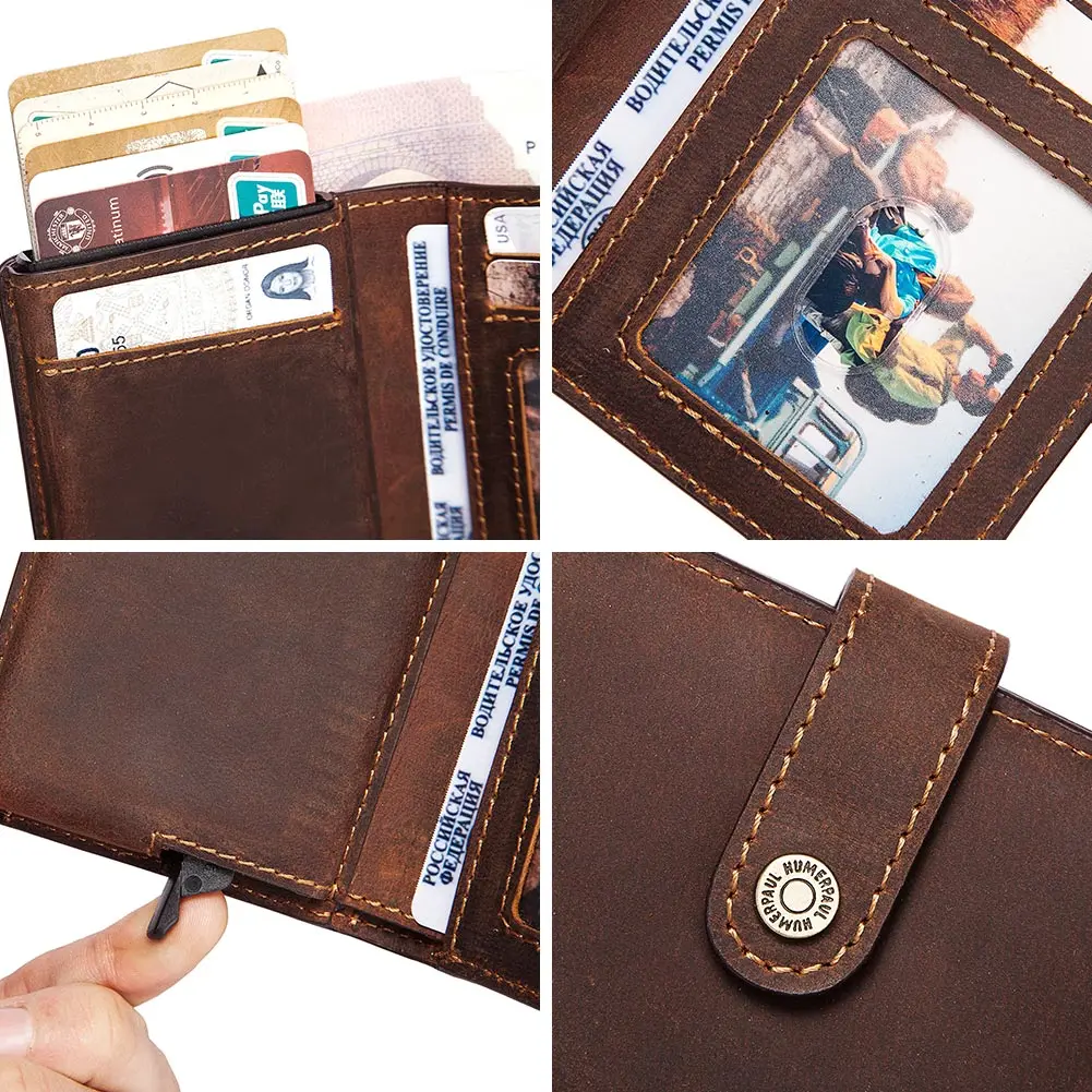 

KAVIS New Male Genuine Leather Card Holder Wallets Rfid ID Credit Cards High Quality Bag Vintage Small Male Money Bag Business