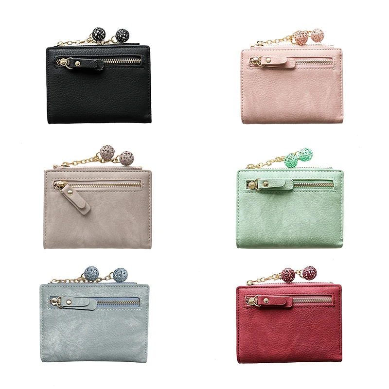 Женский кошелек из искусственной кожи короткий на молнии держатель для