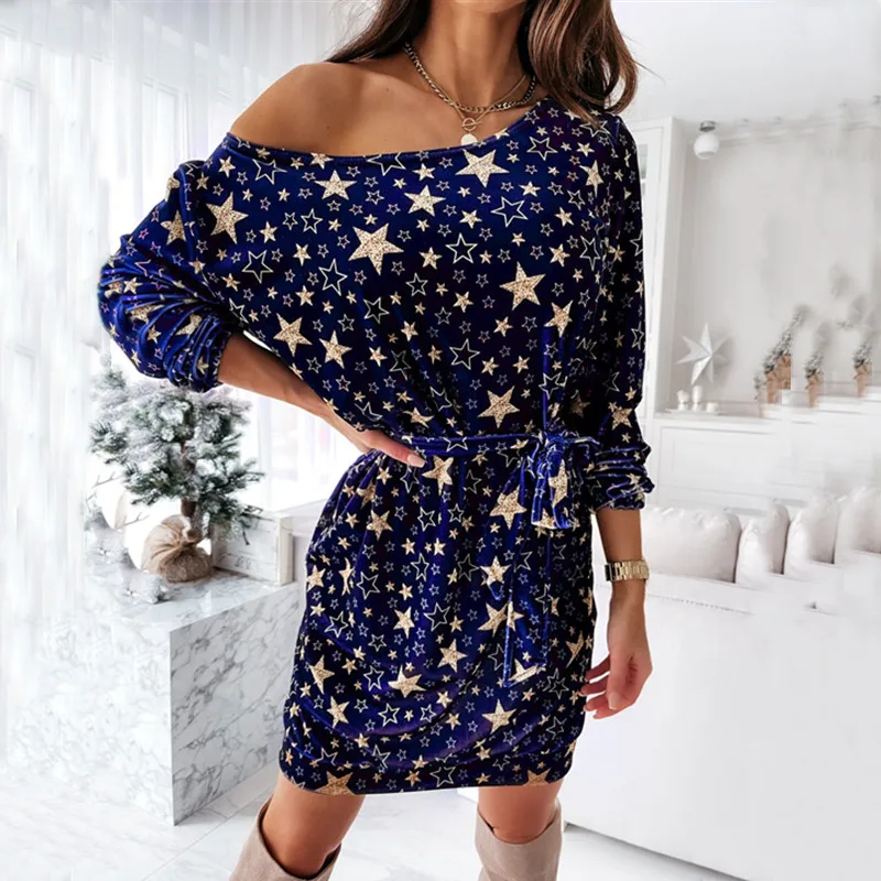 

Женское пикантное мини-платье на одно плечо с длинным рукавом и принтом, новинка 2021, модные повседневные платья, Бандажное платье, платье