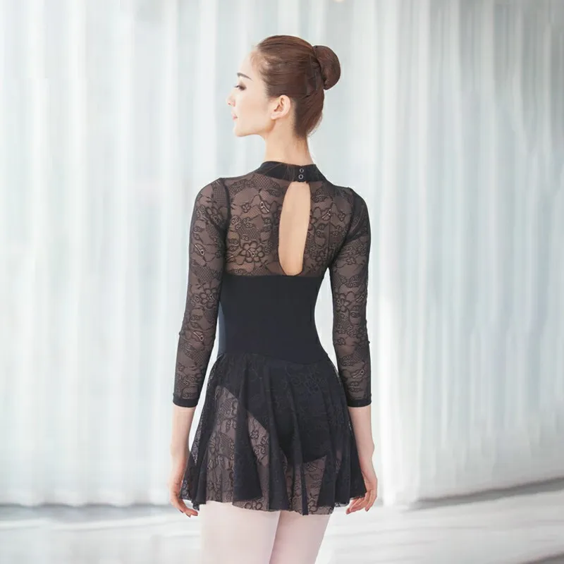 

Gymnastics Leotard For Women Sexy Lace Standing Collar Adult Ballet Leotards Stage Performance Dance Dress Bodysuit Costume