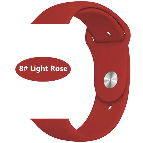 light rose red 8 Новые спортивные силиконовые часы для apple watch band 4 44 мм 40 мм(iwatch 5) apple watch 3 2 1 42 мм 38 мм аксессуары для наручных браслетов - Цвет ремешка: light rose red 8