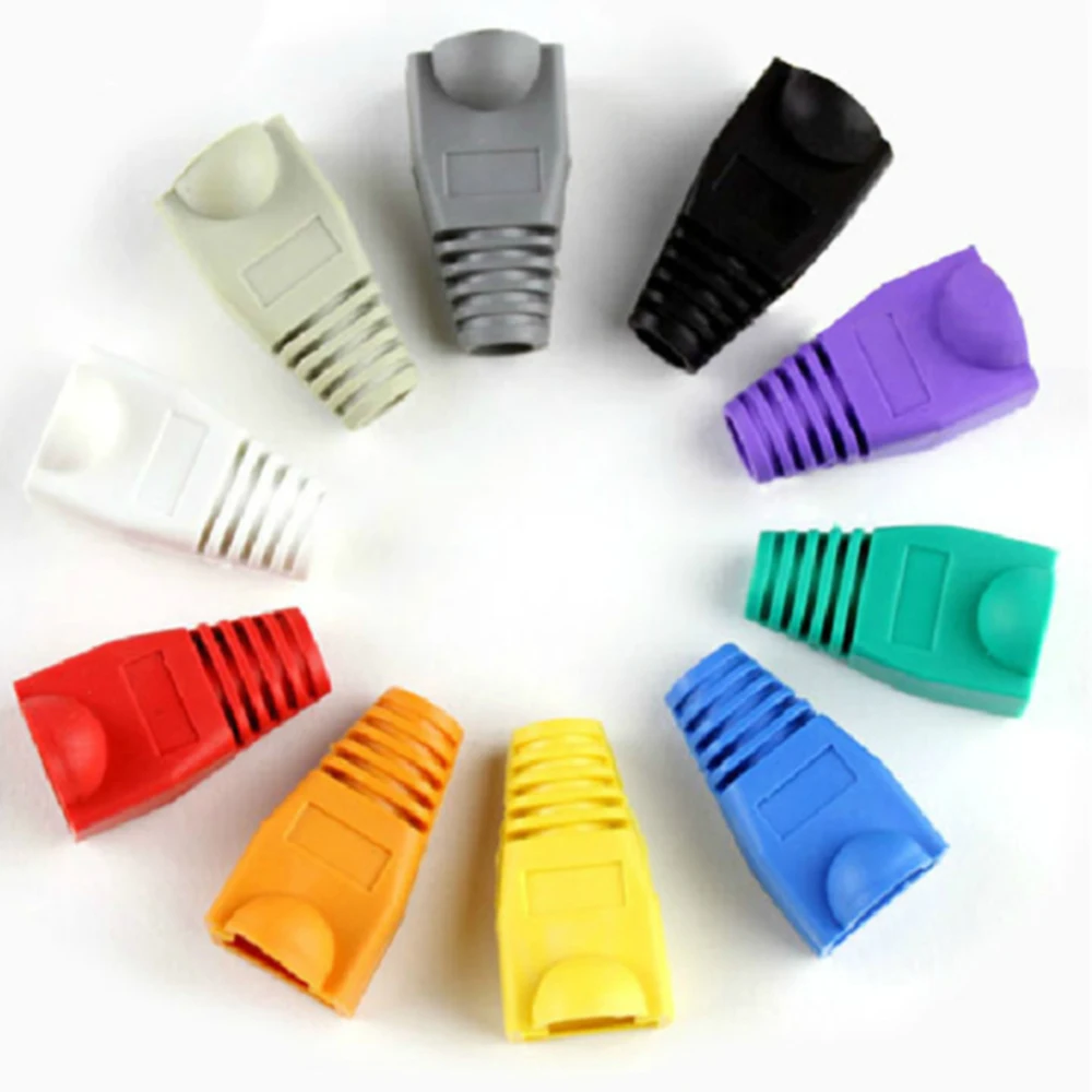 

100pcs Silicone Multi-Color Crystal Head Sheath Ethernet Cable Protective Case Network Plug Socket Boot Cap Rj45 Rubber Sleeve